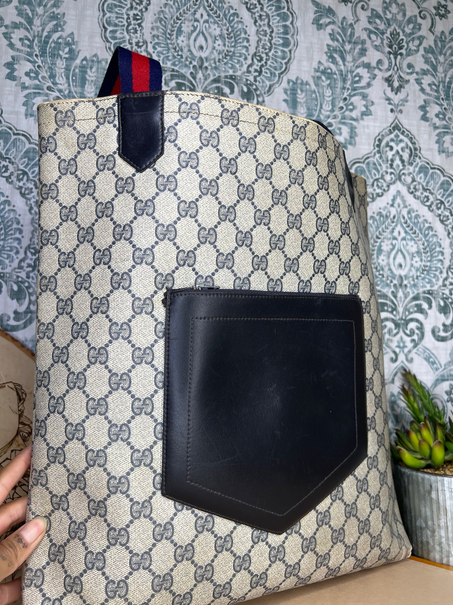 Navy Gucci Supreme Tote