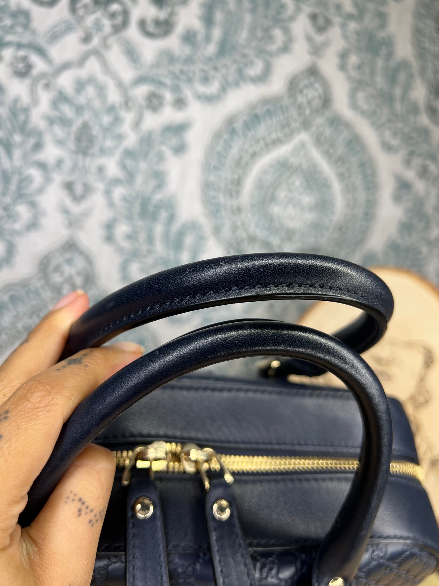 Gucci Navy Blue Microguccissima Bag