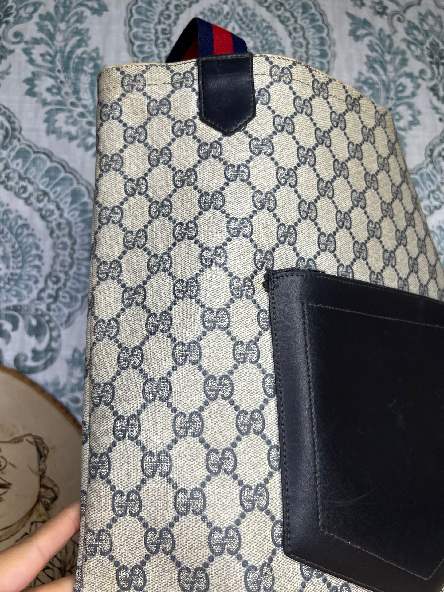 Navy Gucci Supreme Tote