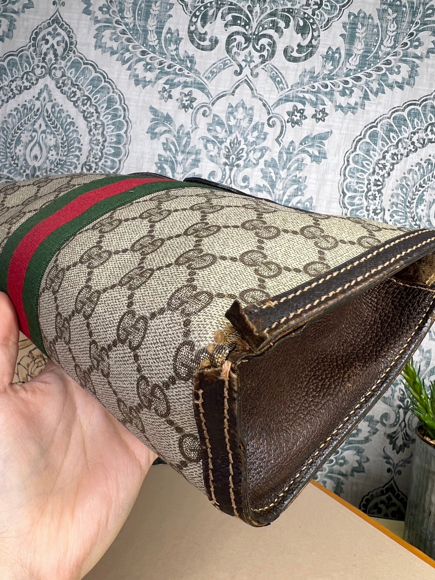 Gucci Supreme Brown Sherry Line Clutch #2