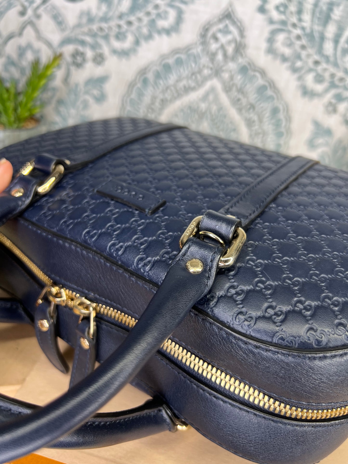 Gucci Navy Blue Microguccissima Bag