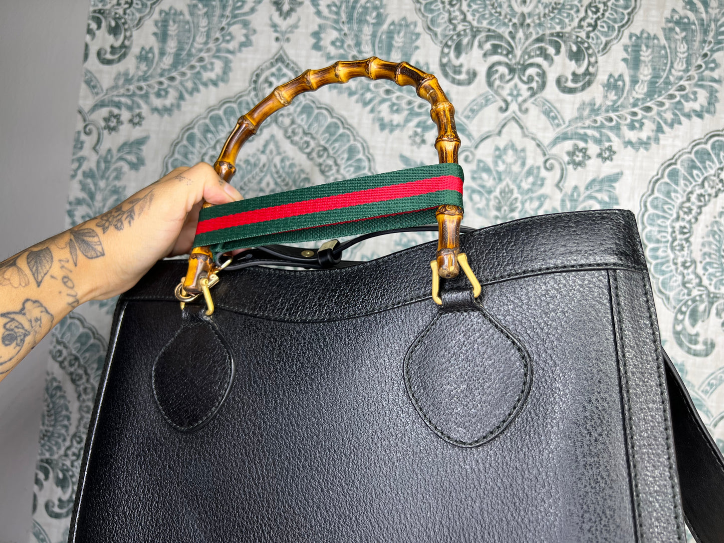Gucci Vintage Black Diana Tote
