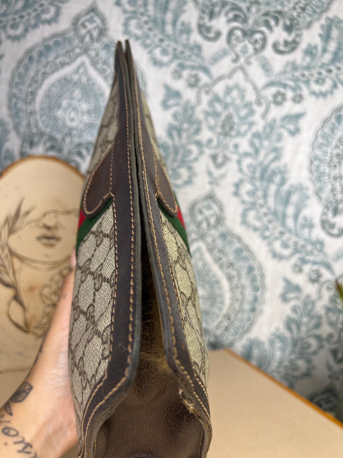 Gucci Supreme Brown Sherry Line Clutch #2