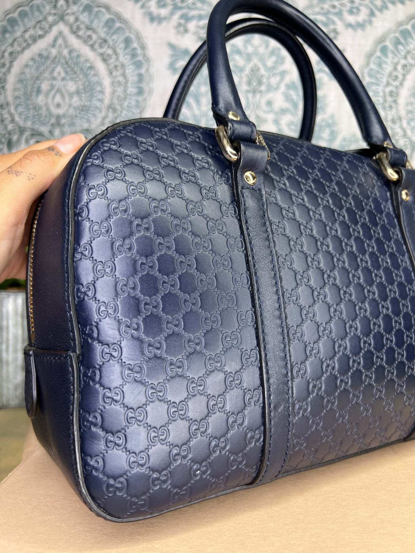 Gucci Navy Blue Microguccissima Bag