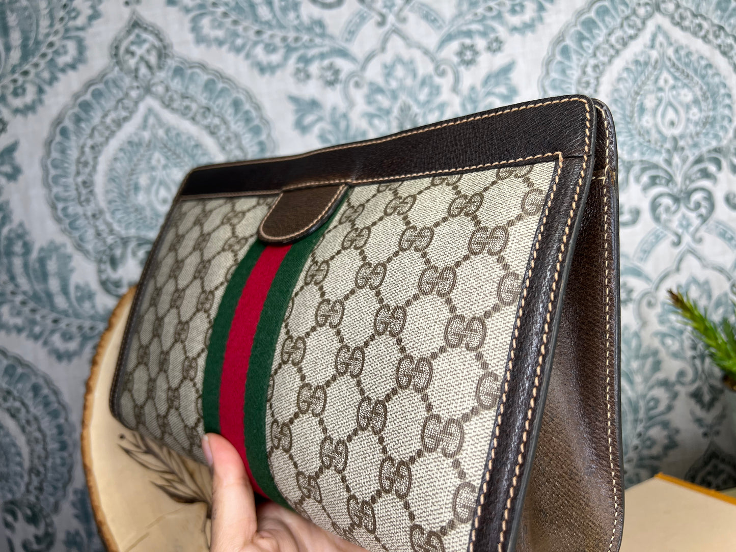 Gucci Supreme Brown Sherry Line Clutch #1