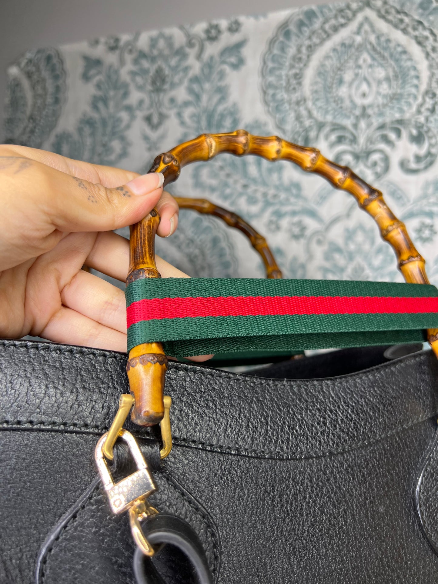 Gucci Vintage Black Diana Tote