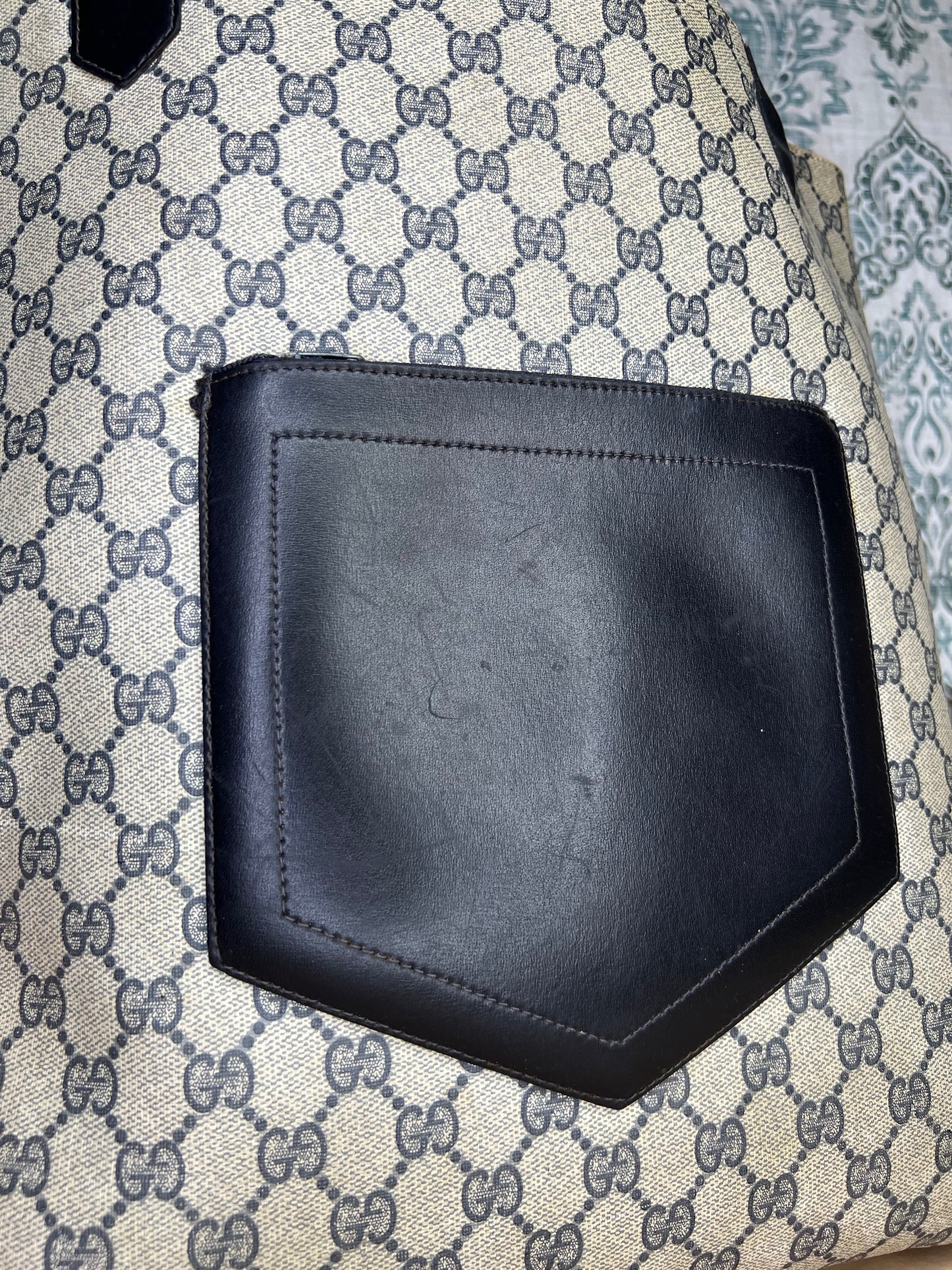 Navy Gucci Supreme Tote