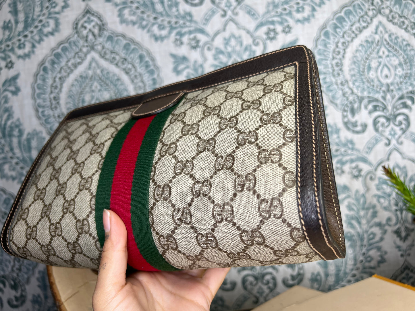 Gucci Supreme Brown Sherry Line Clutch #1