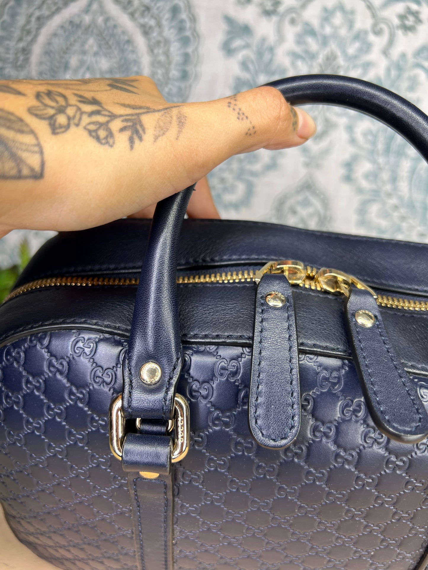Gucci Navy Blue Microguccissima Bag