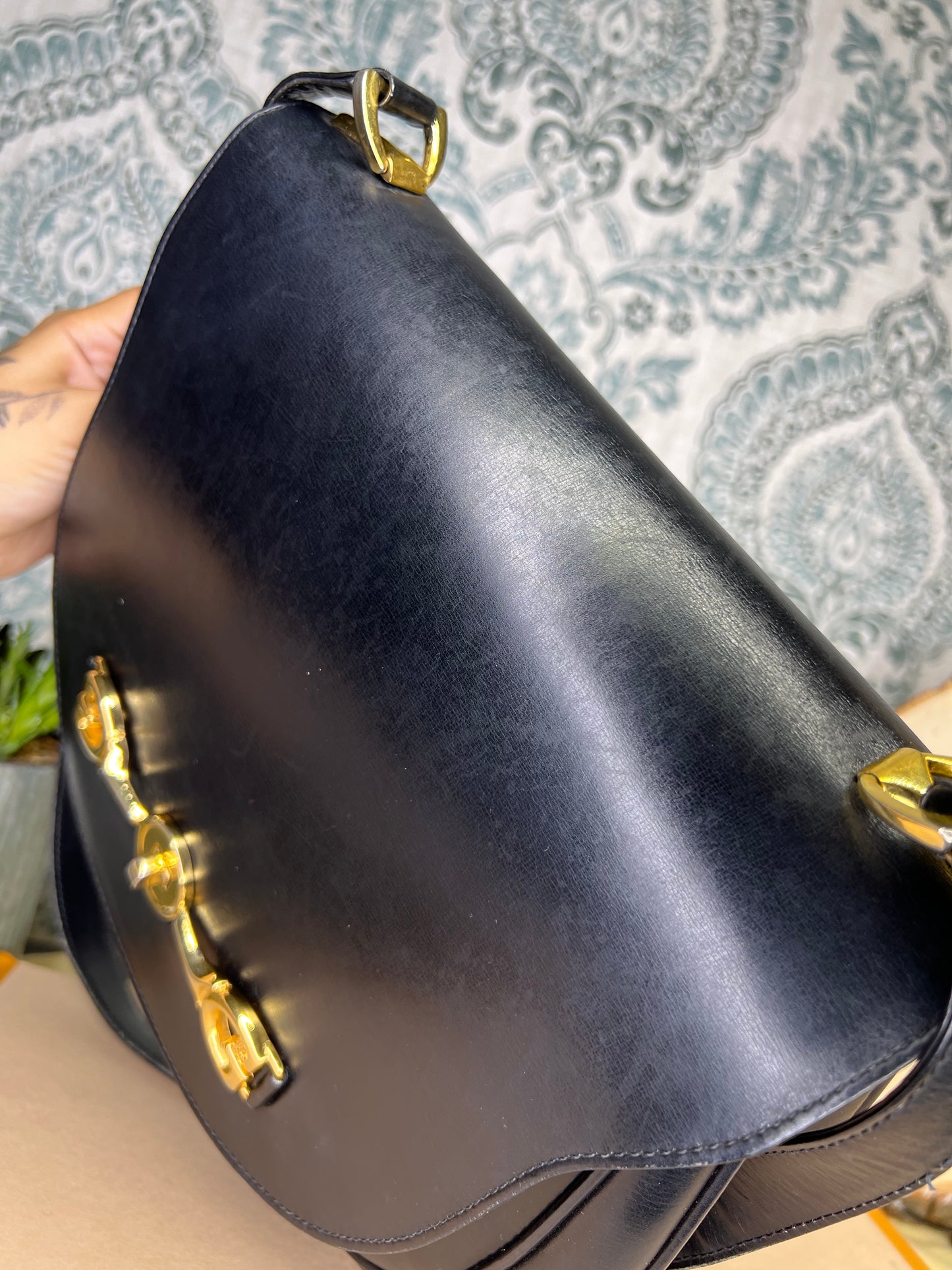 Gucci Vintage Horsebit Black Shoulder Bag