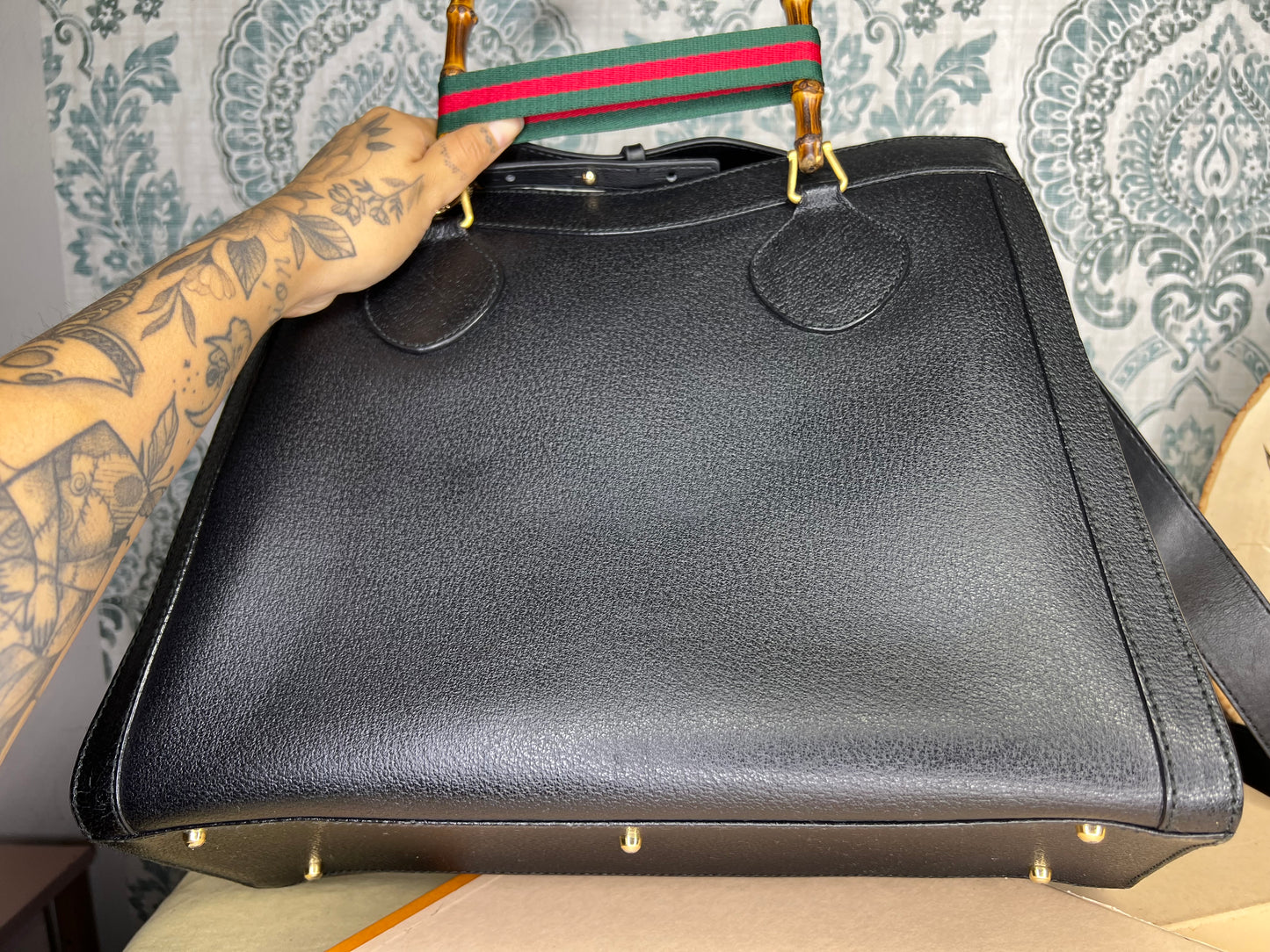 Gucci Vintage Black Diana Tote