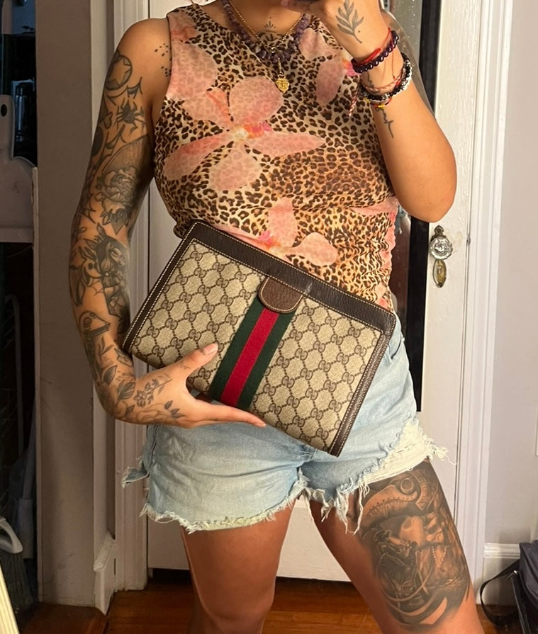 Gucci Supreme Brown Sherry Line Clutch #1