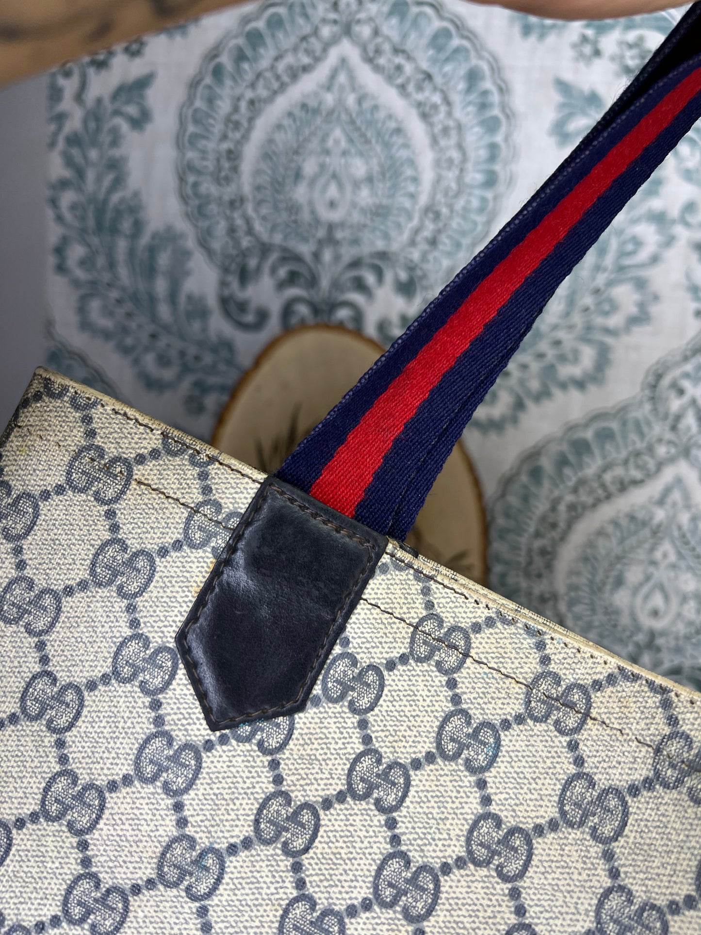 Navy Gucci Supreme Tote