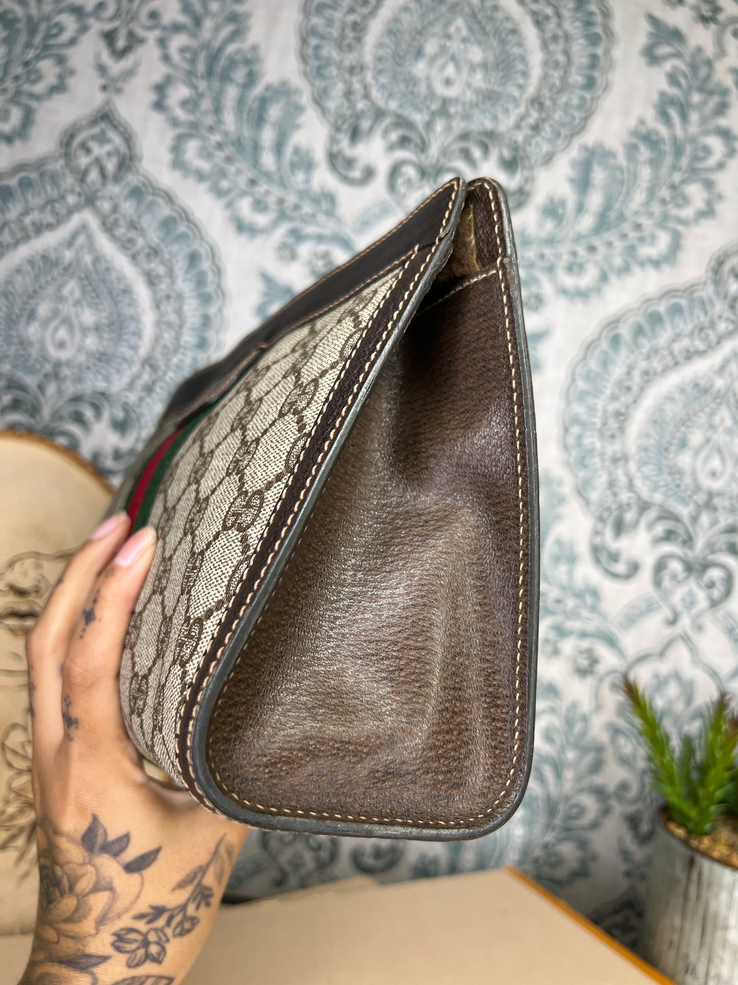 Gucci Supreme Brown Sherry Line Clutch #1