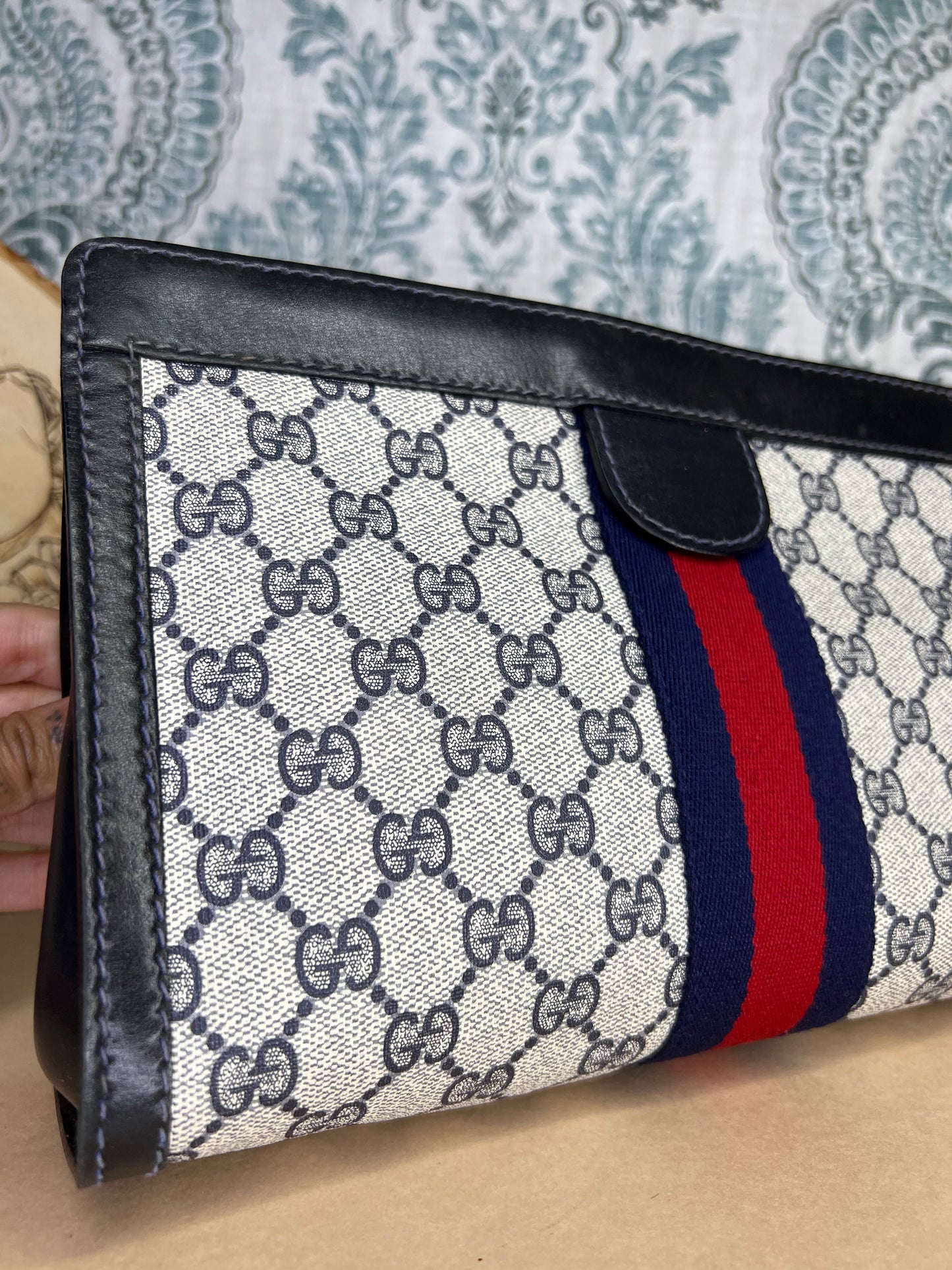 Gucci Parfum Navy Sherry Line Clutch