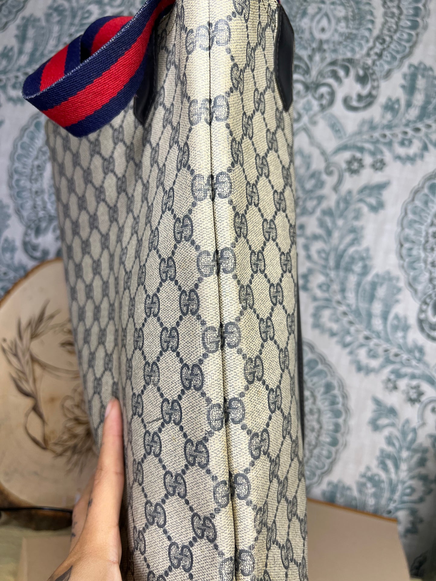Navy Gucci Supreme Tote