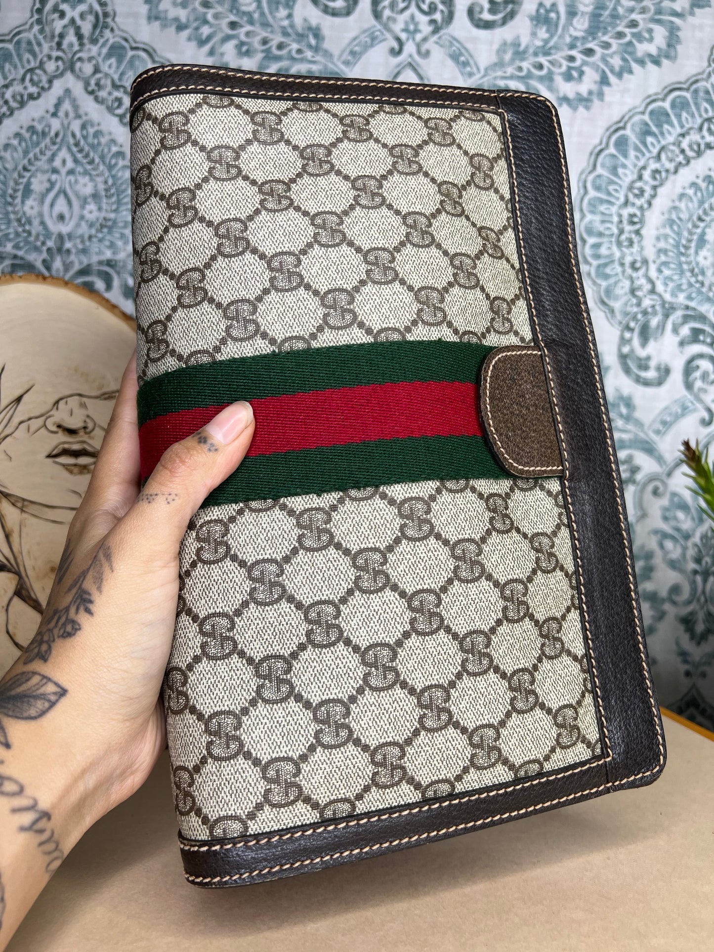 Gucci Supreme Brown Sherry Line Clutch #1