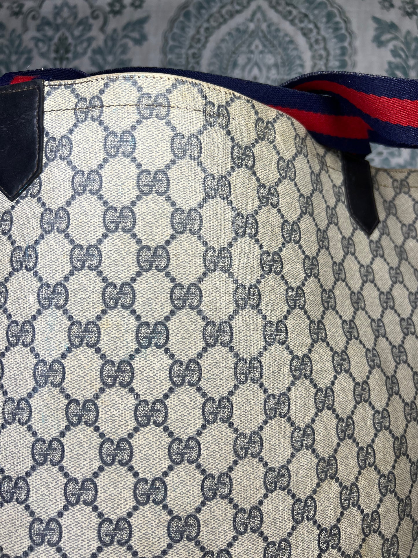 Navy Gucci Supreme Tote