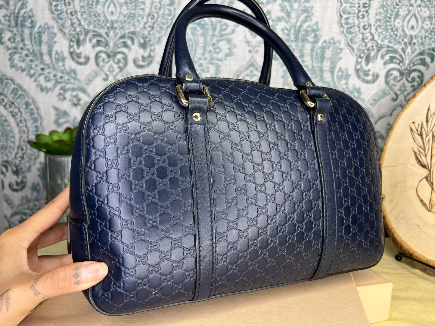 Gucci Navy Blue Microguccissima Bag