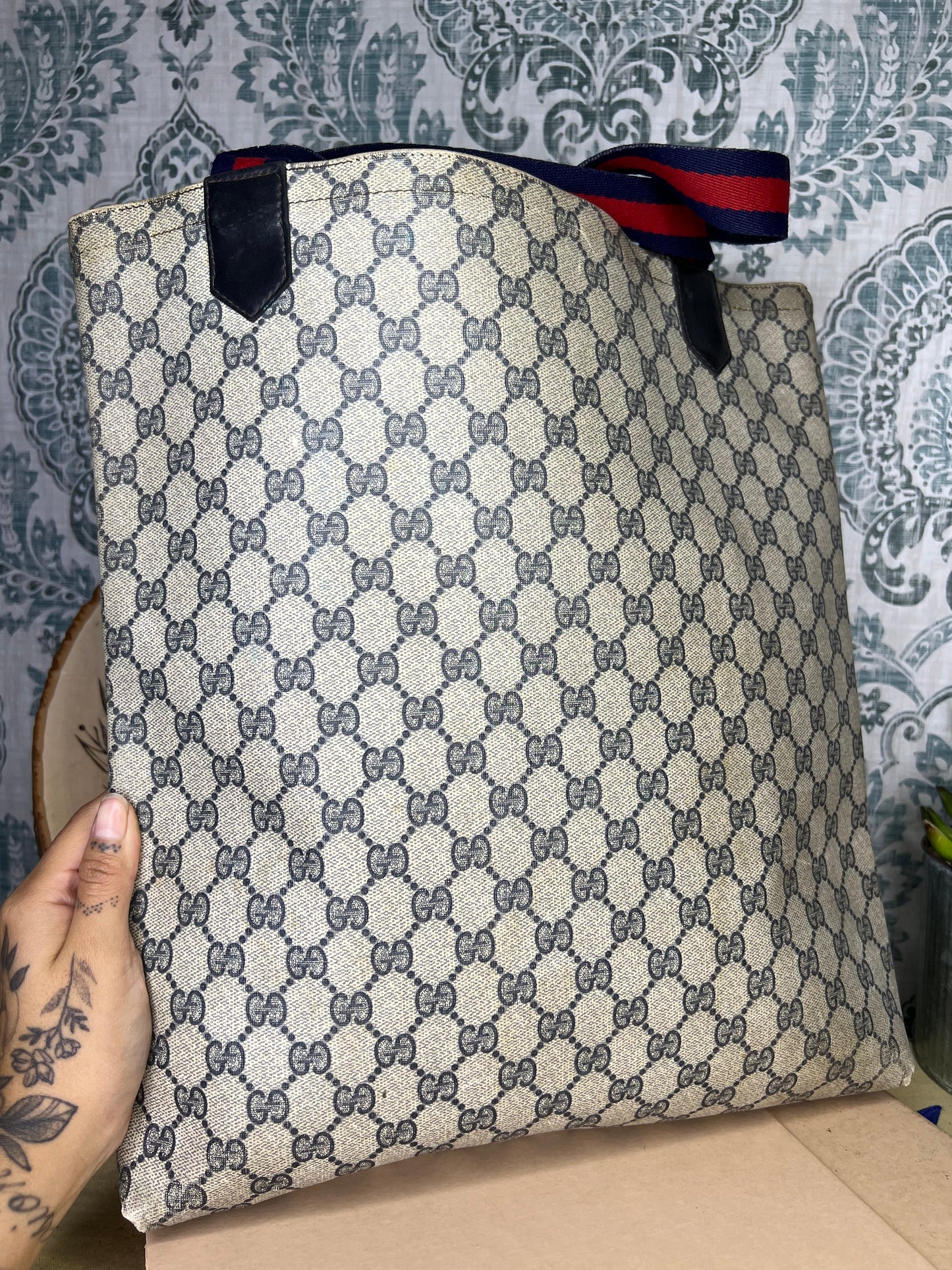 Navy Gucci Supreme Tote