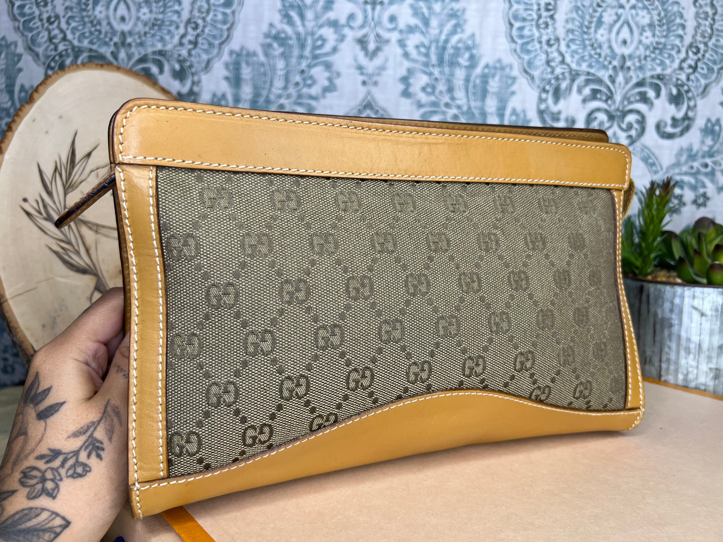 Gucci Tan Vintage Clutch
