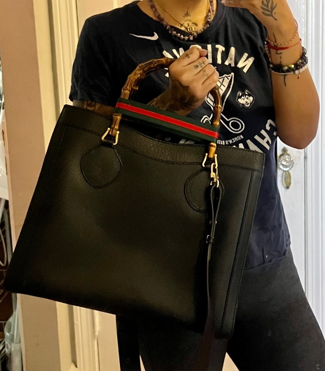 Gucci Vintage Black Diana Tote