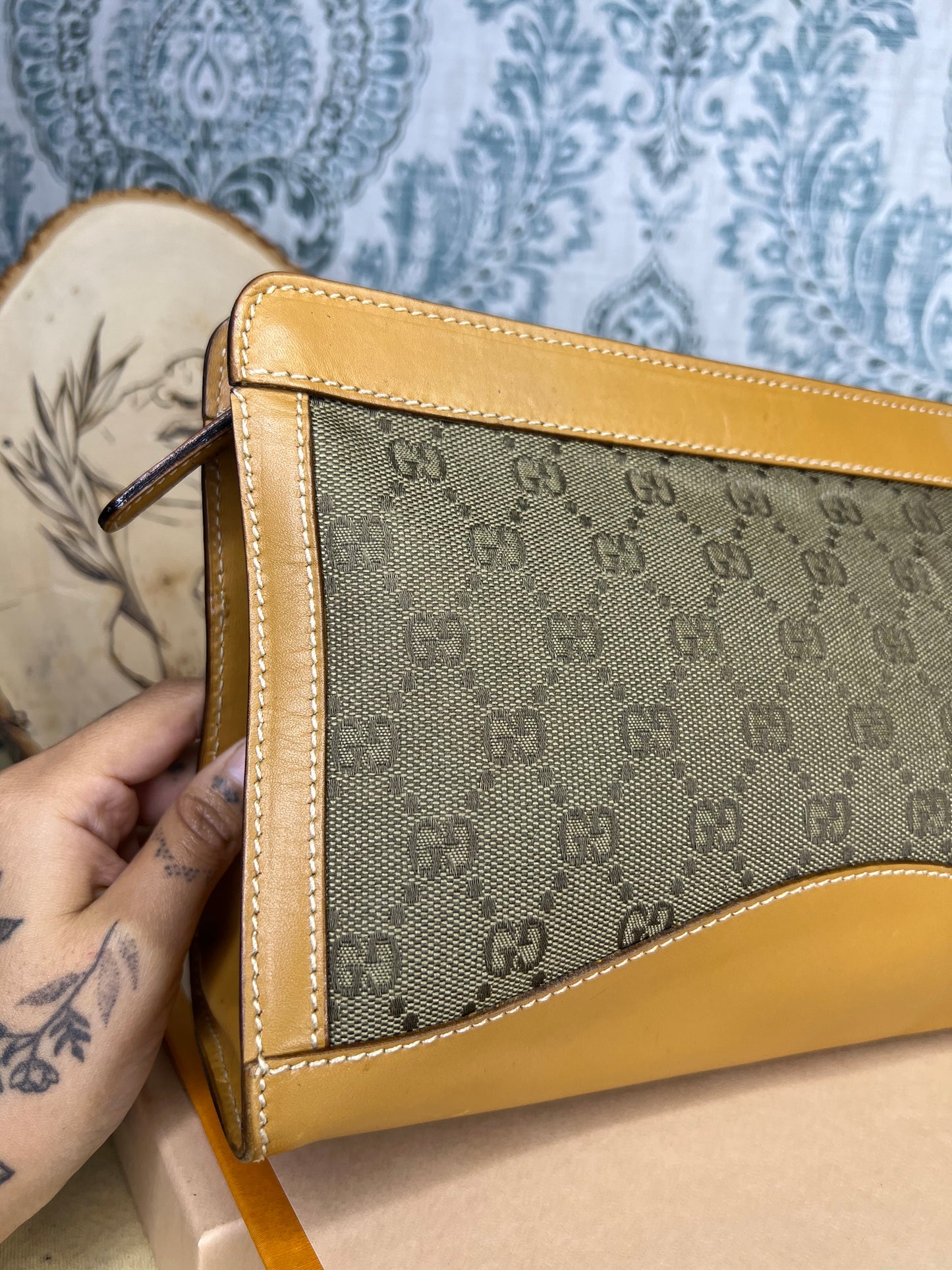 Gucci Tan Vintage Clutch