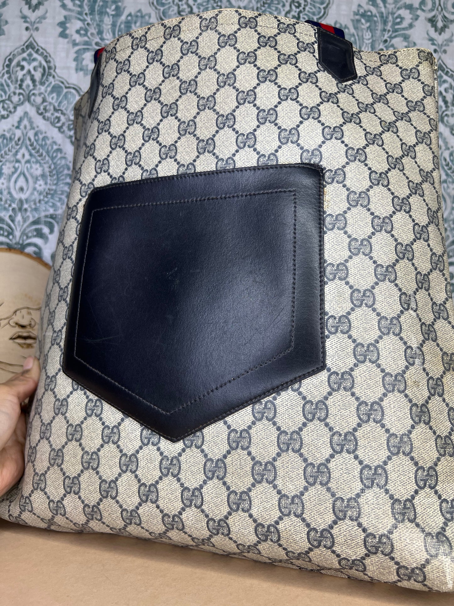 Navy Gucci Supreme Tote