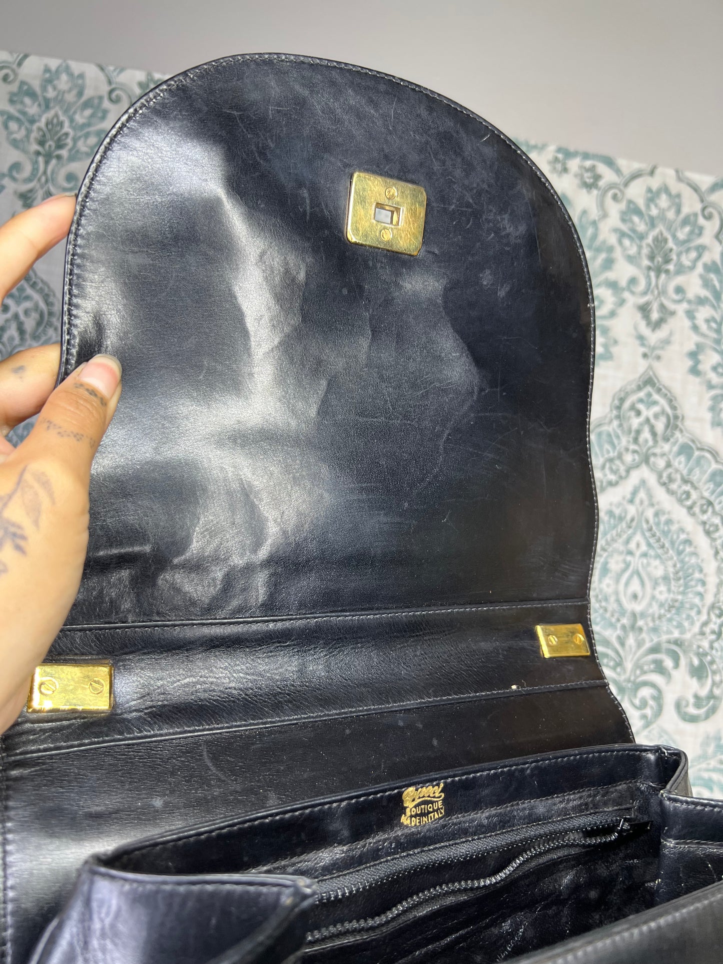 Gucci Vintage Horsebit Black Shoulder Bag
