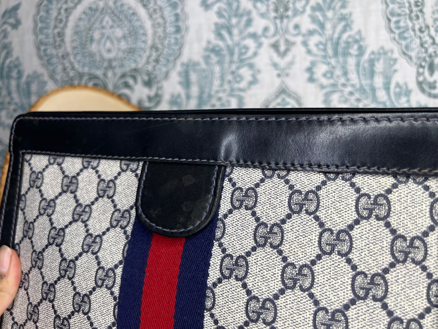Gucci Parfum Navy Sherry Line Clutch