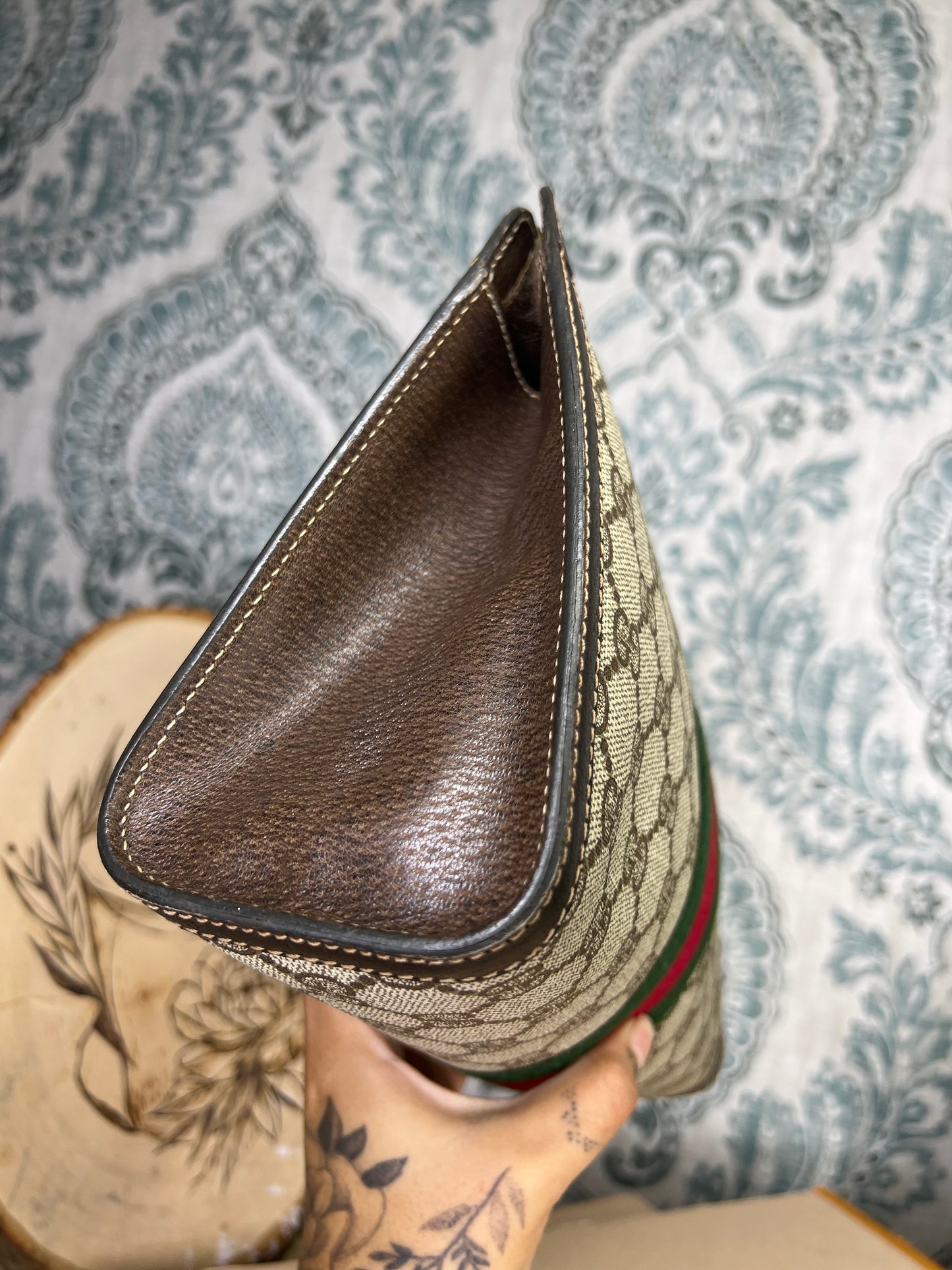 Gucci Supreme Brown Sherry Line Clutch #1