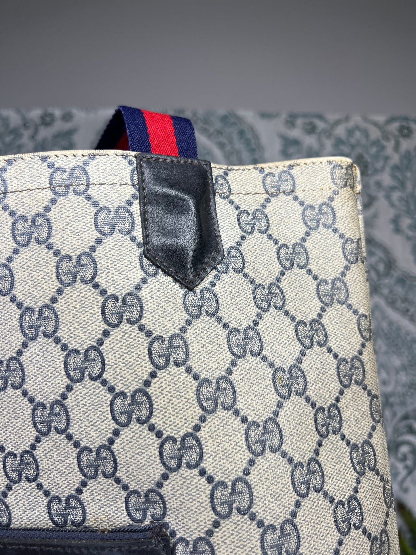 Navy Gucci Supreme Tote