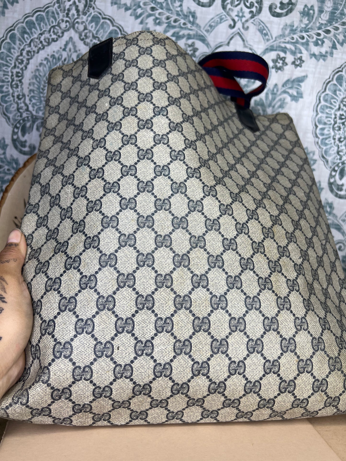 Navy Gucci Supreme Tote