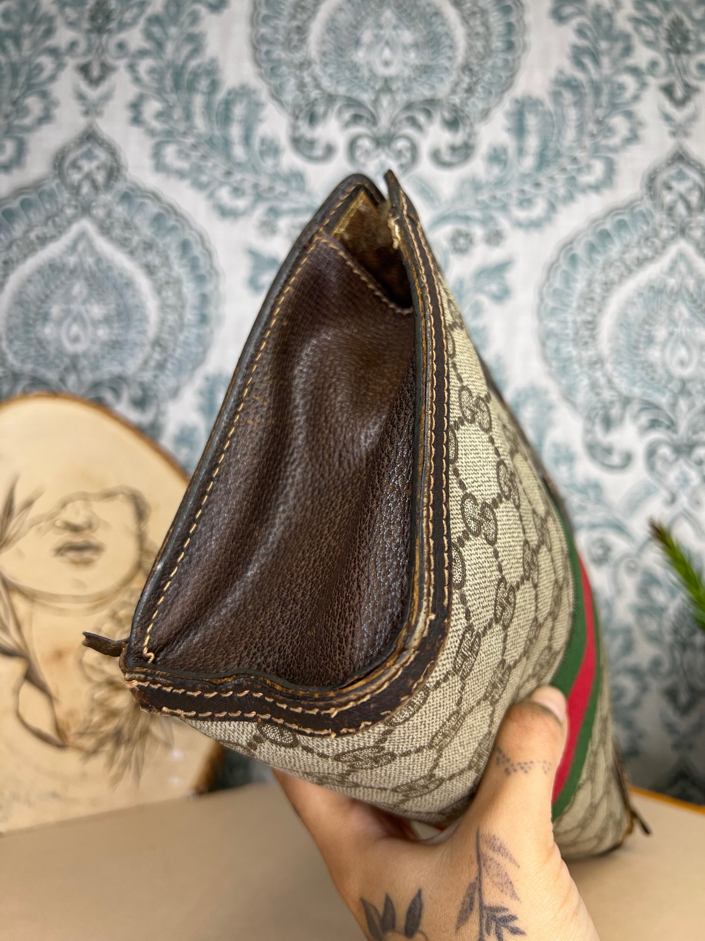 Gucci Supreme Brown Sherry Line Clutch #2