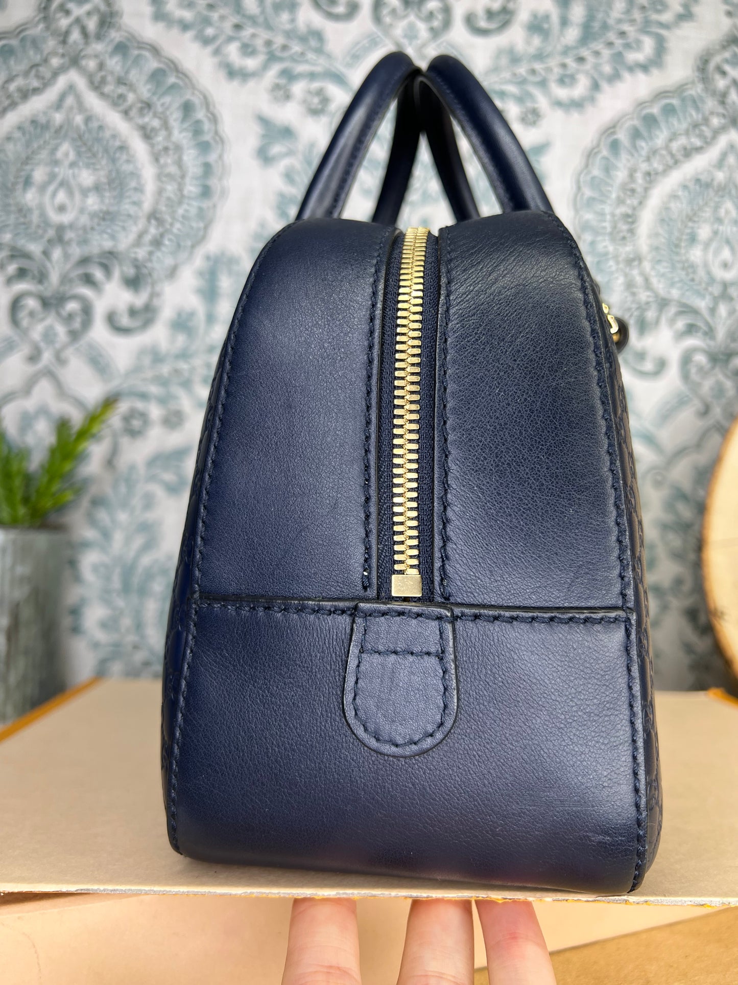 Gucci Navy Blue Microguccissima Bag