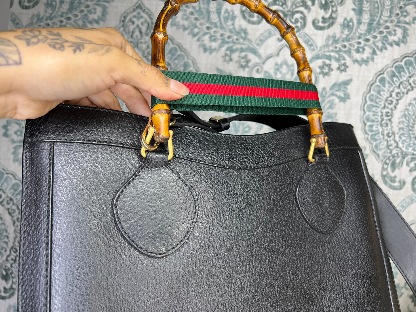 Gucci Vintage Black Diana Tote