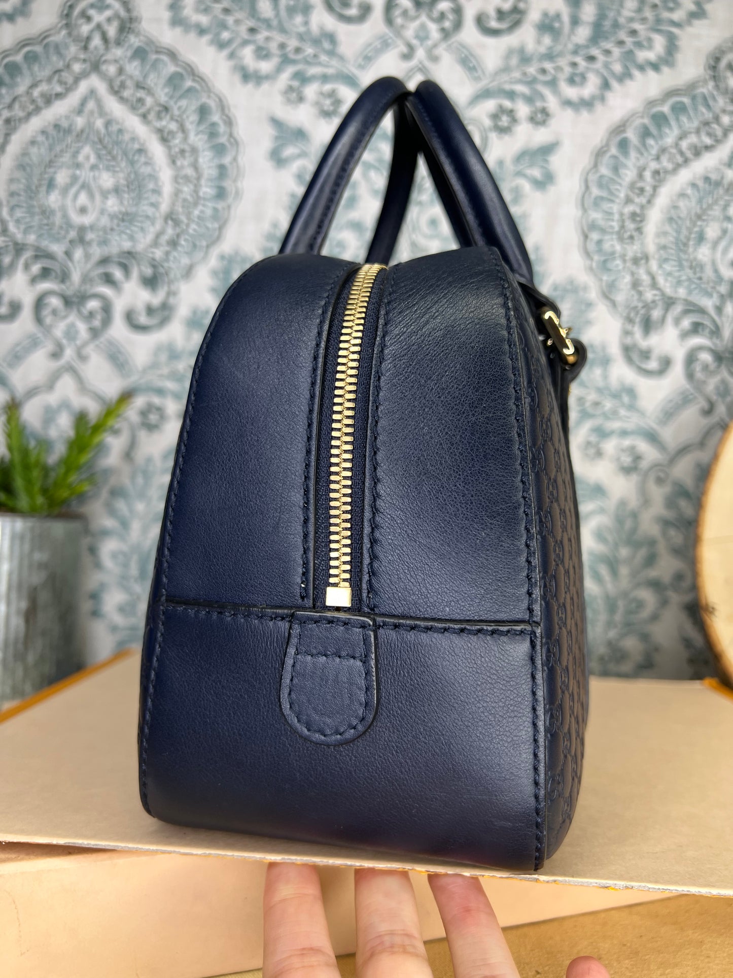 Gucci Navy Blue Microguccissima Bag