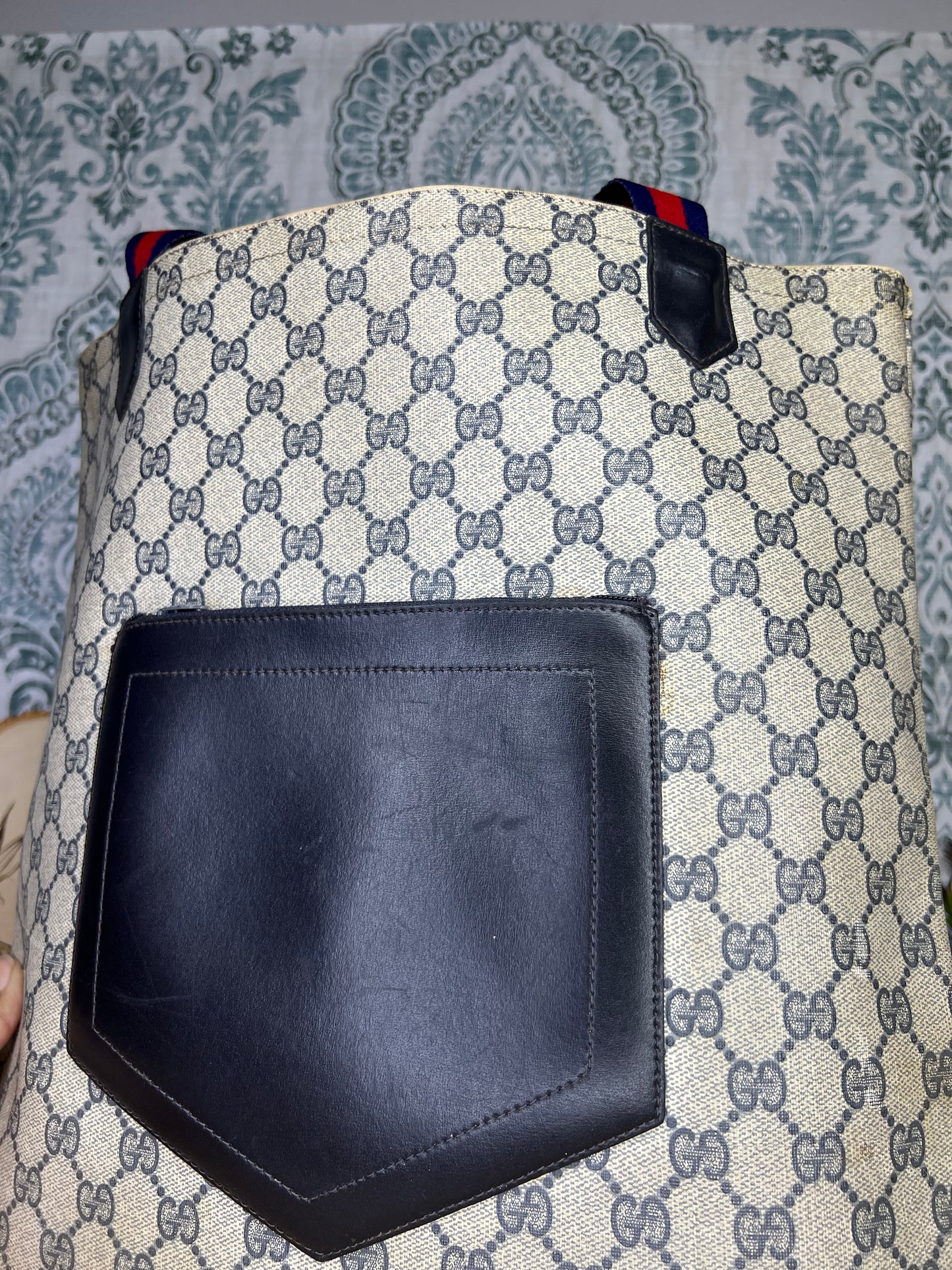Navy Gucci Supreme Tote