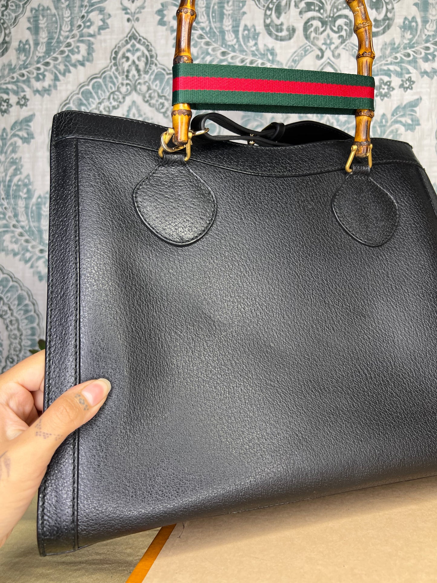 Gucci Vintage Black Diana Tote
