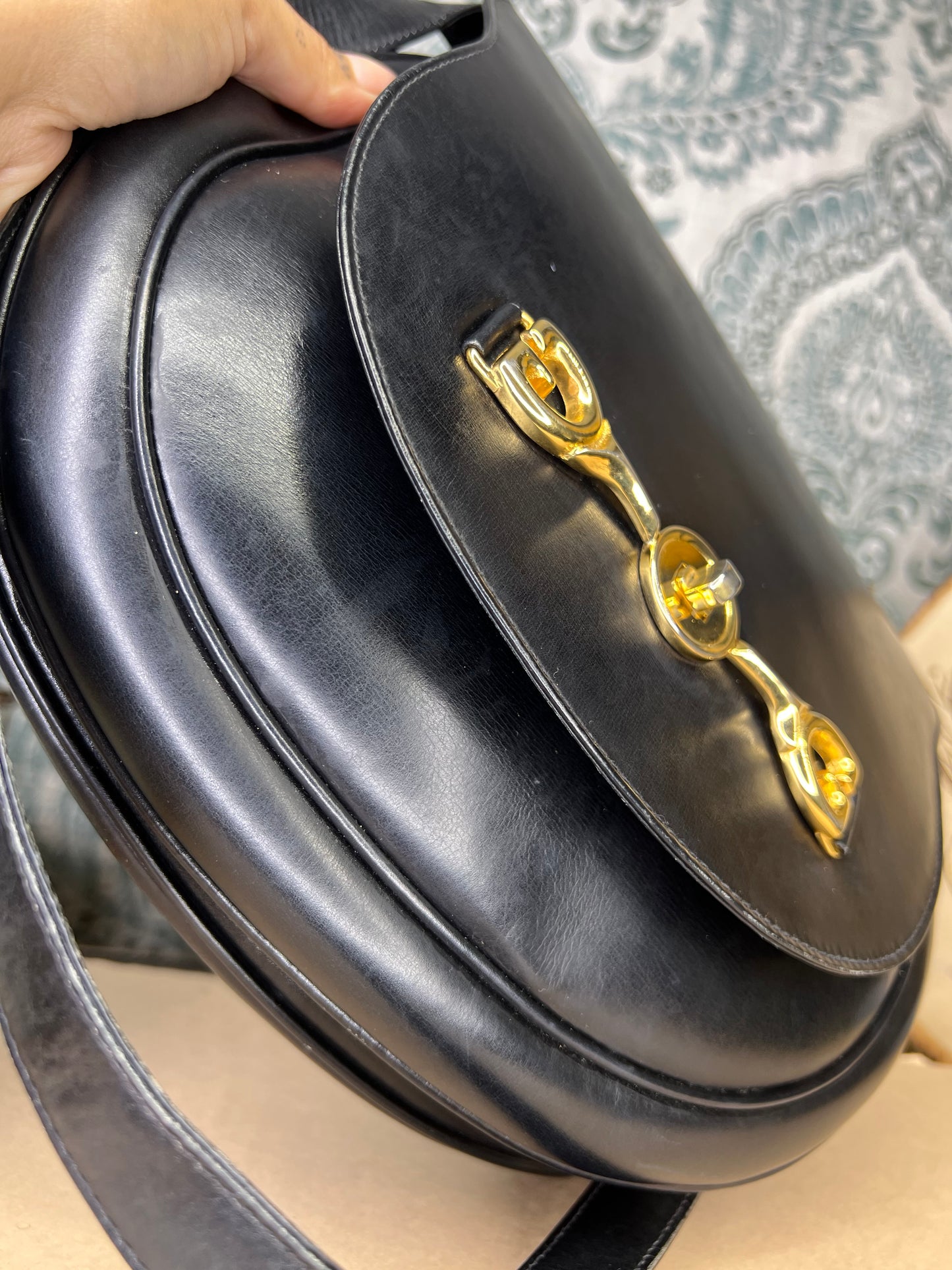 Gucci Vintage Horsebit Black Shoulder Bag
