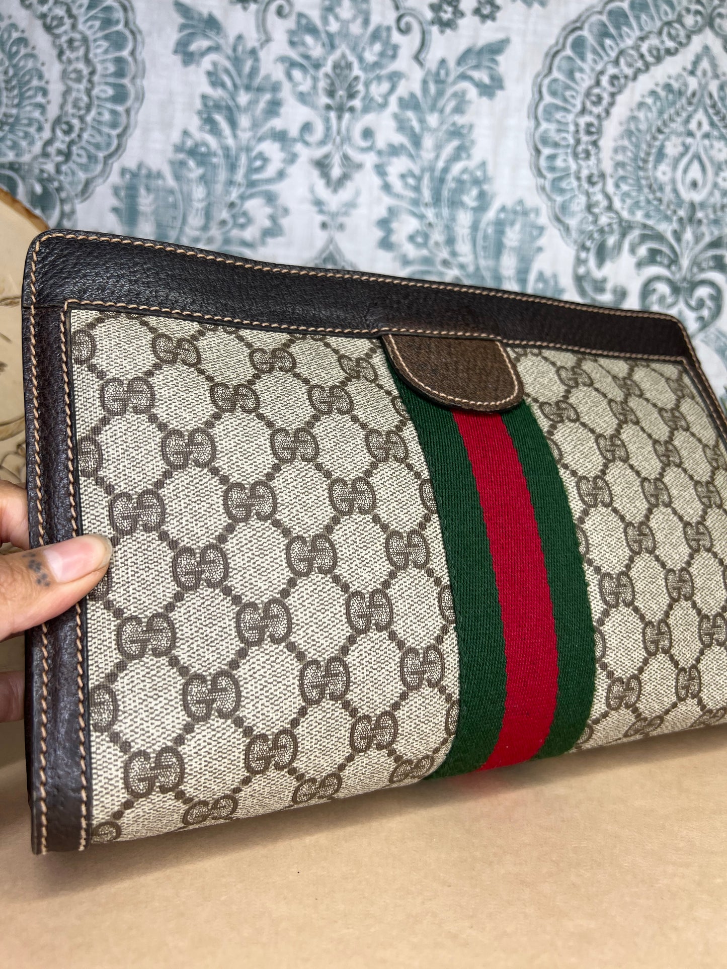 Gucci Supreme Brown Sherry Line Clutch #1