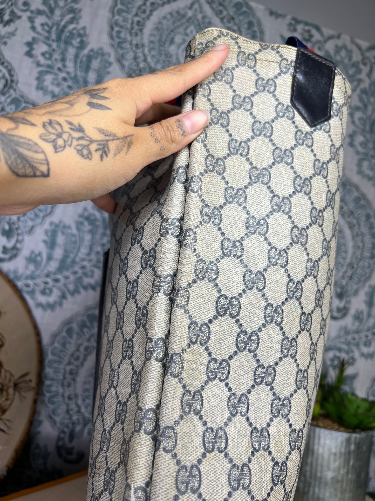 Navy Gucci Supreme Tote