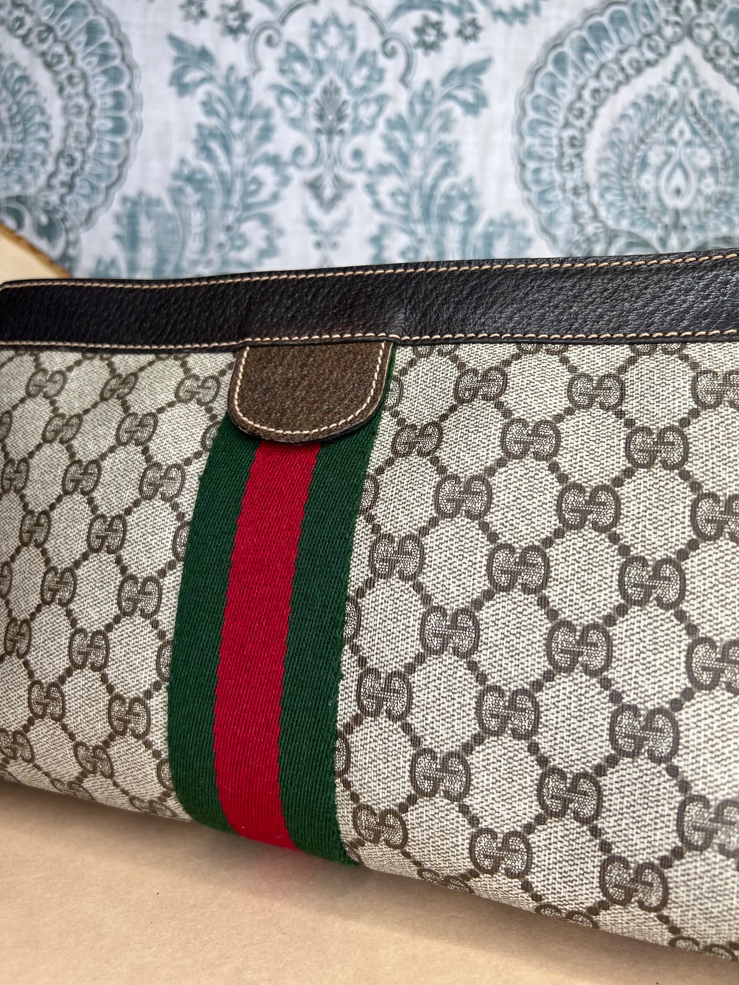 Gucci Supreme Brown Sherry Line Clutch #1