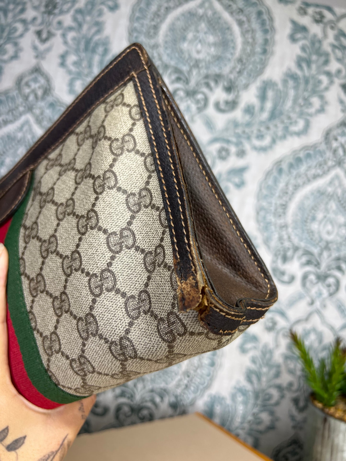 Gucci Supreme Brown Sherry Line Clutch #2