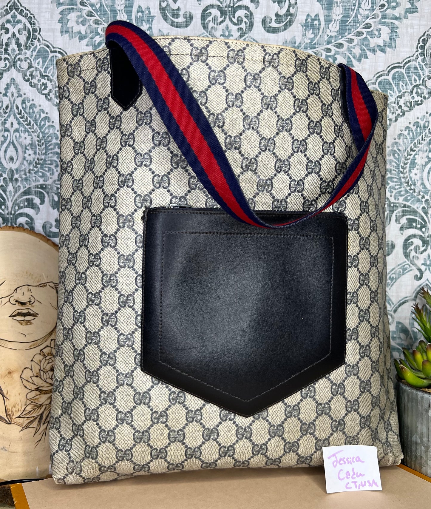 Navy Gucci Supreme Tote