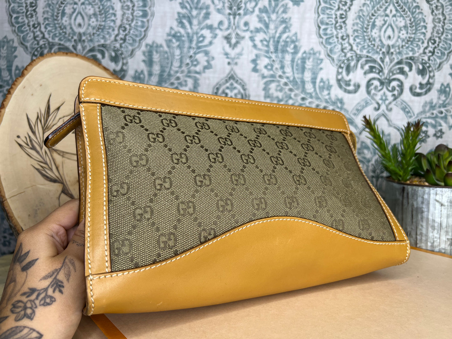 Gucci Tan Vintage Clutch