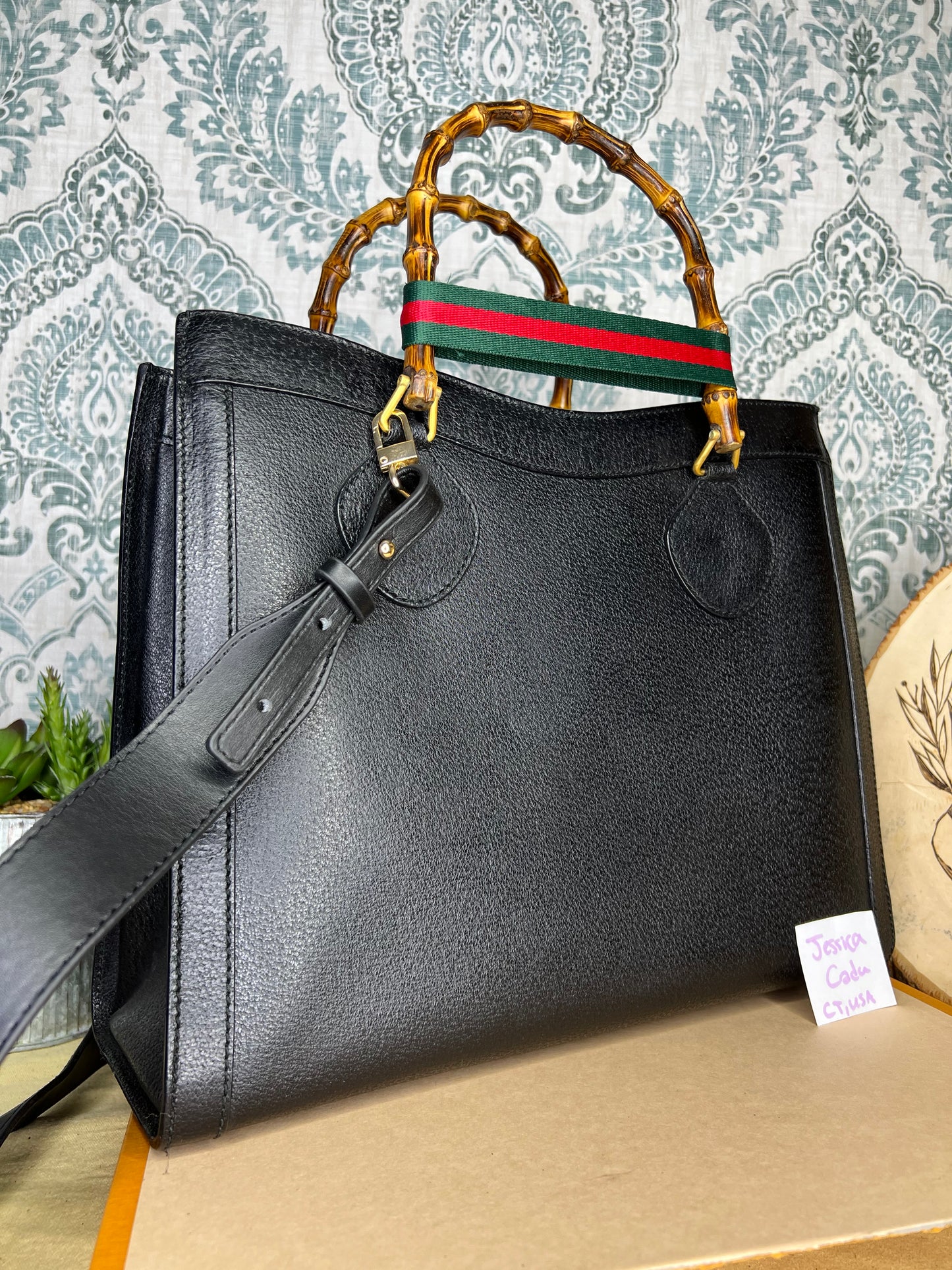 Gucci Vintage Black Diana Tote