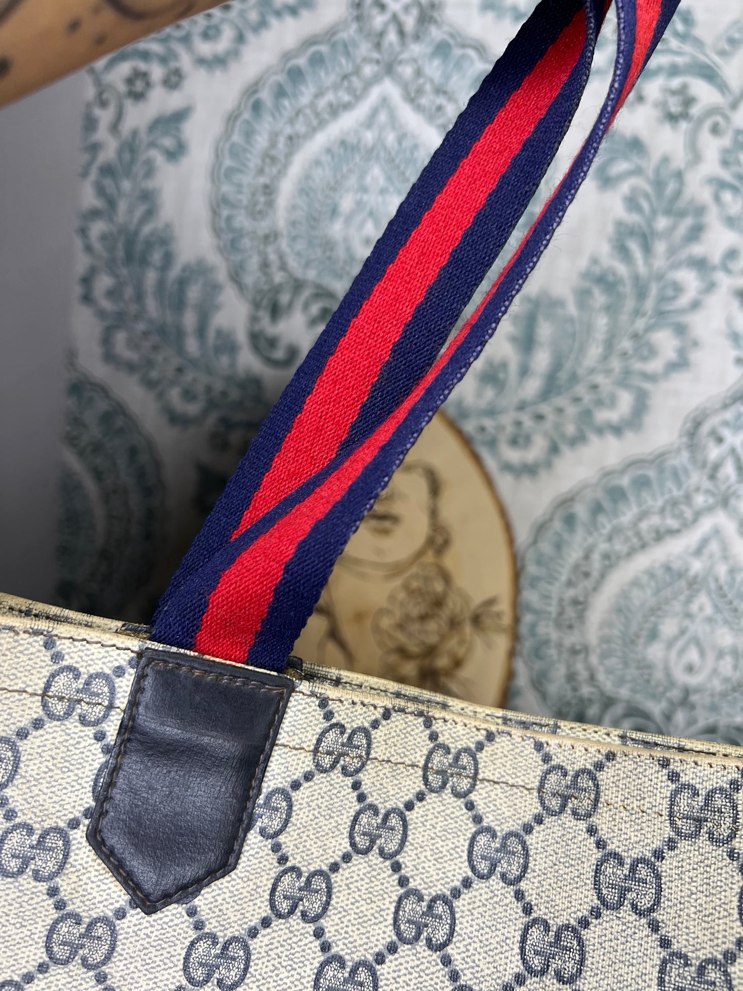 Navy Gucci Supreme Tote
