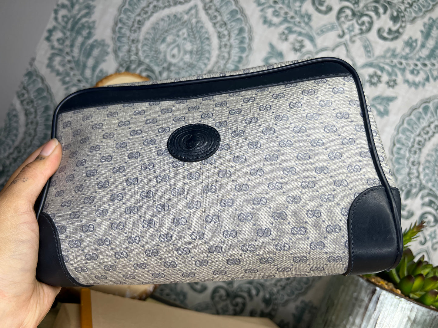 Micro Gucci Navy Vintage Clutch