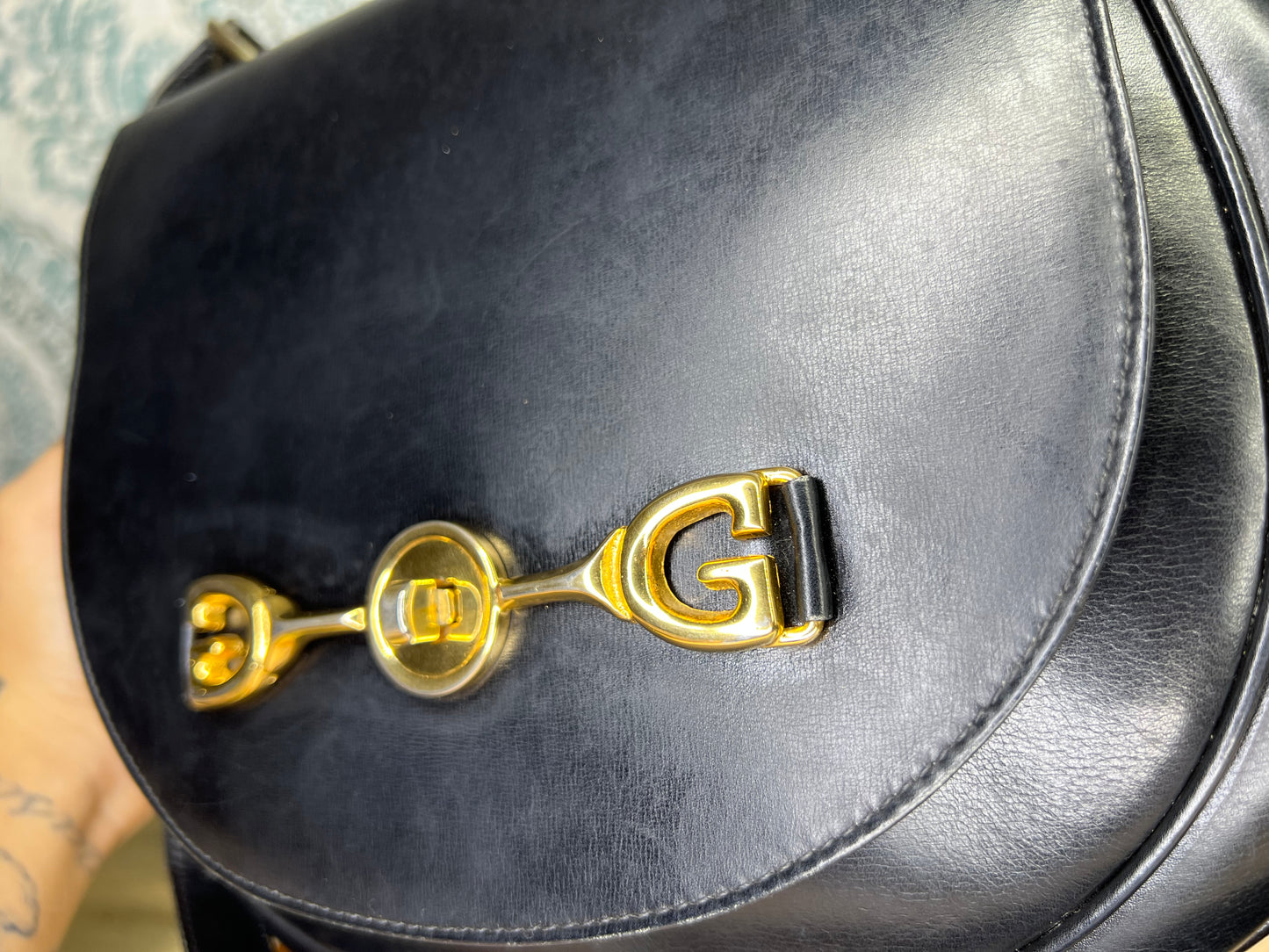 Gucci Vintage Horsebit Black Shoulder Bag